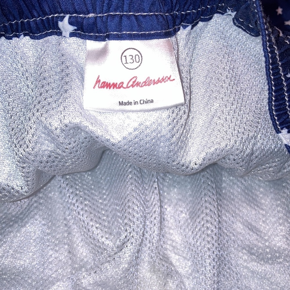 Hanna Andersson swim trunk and tee red white blue stripes and stars size 130 6/7 - Picture 5 of 11